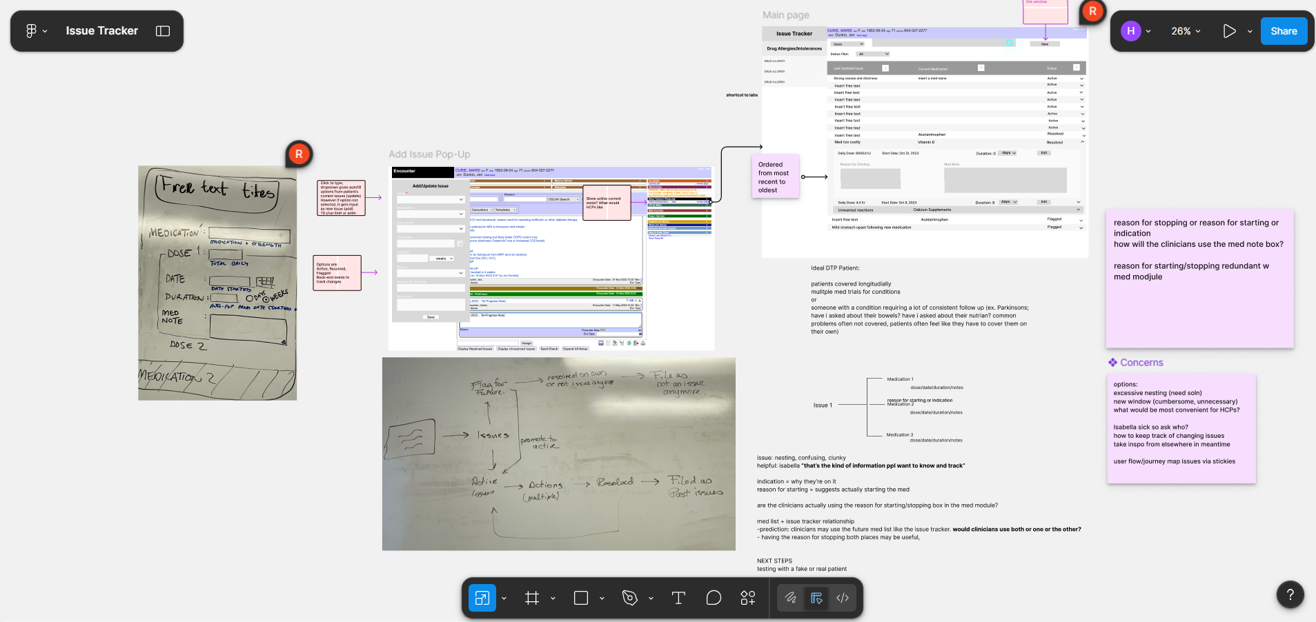whiteboard stickynotes and sketches